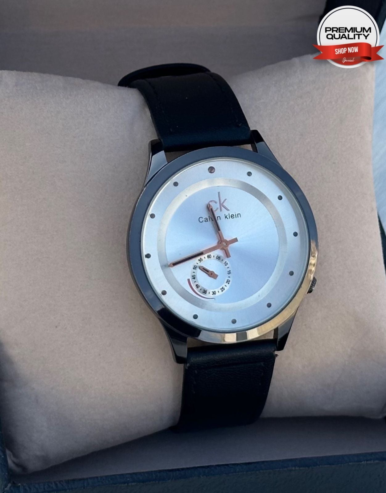 Calvin Klein Mens Watch (White Dial & Black Strap & Gray Color )